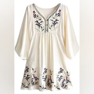 Embroidered Cream Women's Top